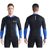 Owntop Wetsuit Top Men Women Wetsuit Jacket - 2mm Neoprene Long Sleeve Diving Suit, Front Zip Scu...