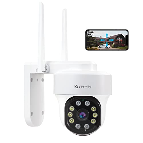 yeewise 2K Pan Tilt Outdoor WiFi Security Camera with Motion Spotlights and Auto Tracking