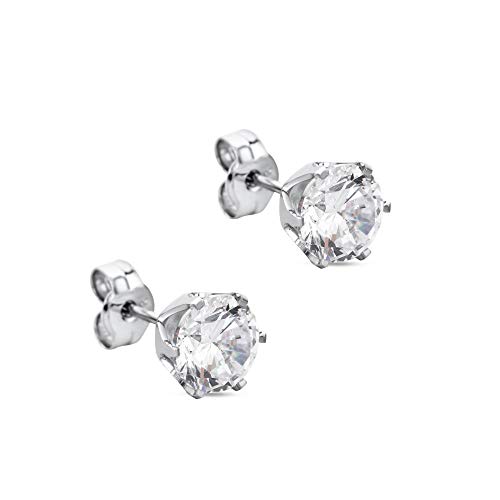 Orovi Gold Stud Earrings for Women - Solid 9k /375 White Gold - Sapphire/Ruby/Emerald/CZ Gemstone Earrings - Hypoallergenic