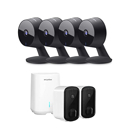 LaView Indoor Security Camera 4pc Outdoor Camera with Color Night Vision Bundle