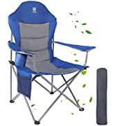 EVER ADVANCED Camping Chairs for Adults Heavy Duty Folding Chair Up to 150kg Oversized with High ...
