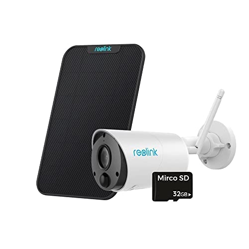 REOLINK Outdoor Security Camera System Argus Eco with Solar Panel (Black) Bundle with 32G Micro SD Card
