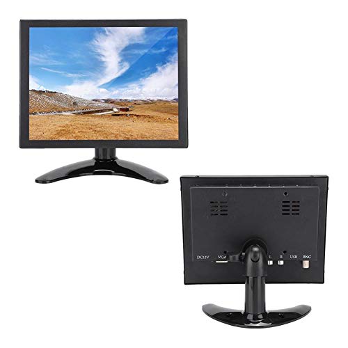 ASHATA 8in 4:3 1024X768 Embedded Rack Metal Case VGA/BNC/AV Input Industrial Monitor
