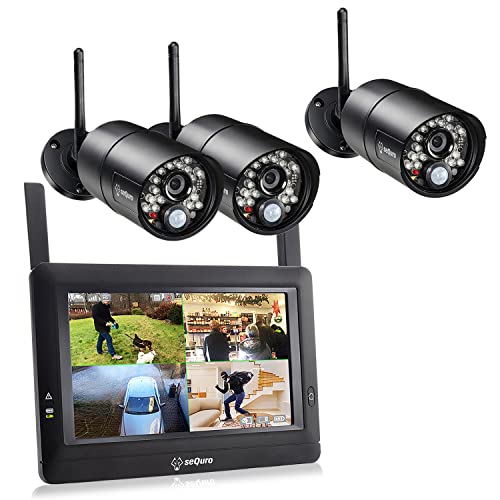 Sequro GuardPro Wireless Surveillance Security Camera System with 3 Bullet Cameras for Front Door