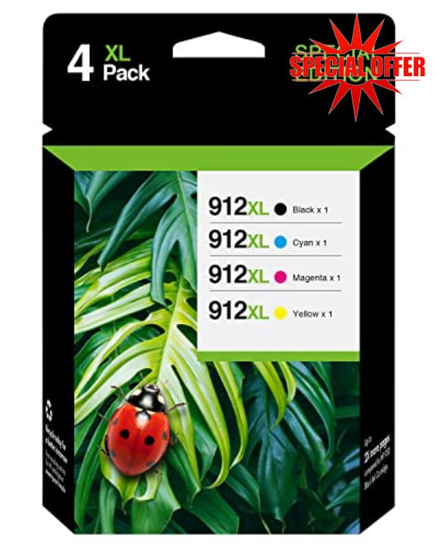 912XL Ink Cartridges 912 XL Cartridges Replacement for HP 912XL Ink Cartridges Multipack Compatible for HP OfficeJet Pro 8024 8022 8025 8020 OfficeJet 8010 8012 8015 8014 (Black/Cyan/Magenta/Yellow)