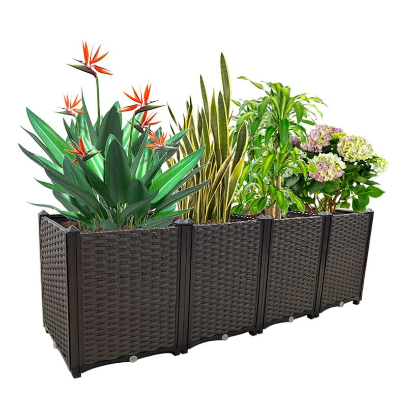 Planter Box Raised Garden Bed Large Planters for Outdoor Plants Elevated Garden Boxes Plant pots Perfect for Garden Patio Balcony Deck to Planting Flowers Vegetables Tomato and Herbs souwuokoo