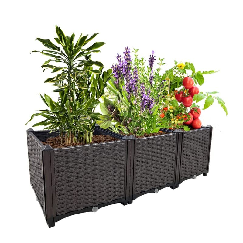 Souwuokoo Raised Garden Bed Planter Box Planters for Outdoor Plants Elevated Garden Boxes Plant pots Perfect for Garden Patio Balcony Deck to Planting Flowers Vegetables Tomato and Herbs