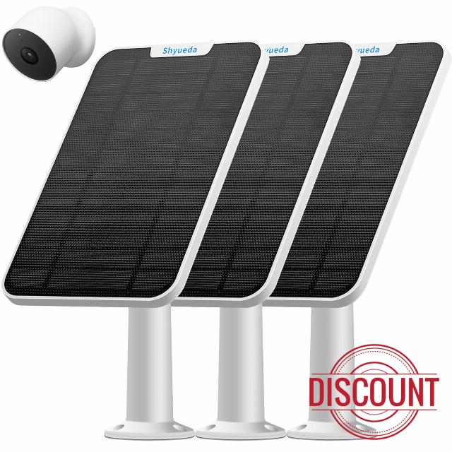 4W Solar Panel Charging Compatible with Google Nest Cam Outdoor / Indoor (Battery)