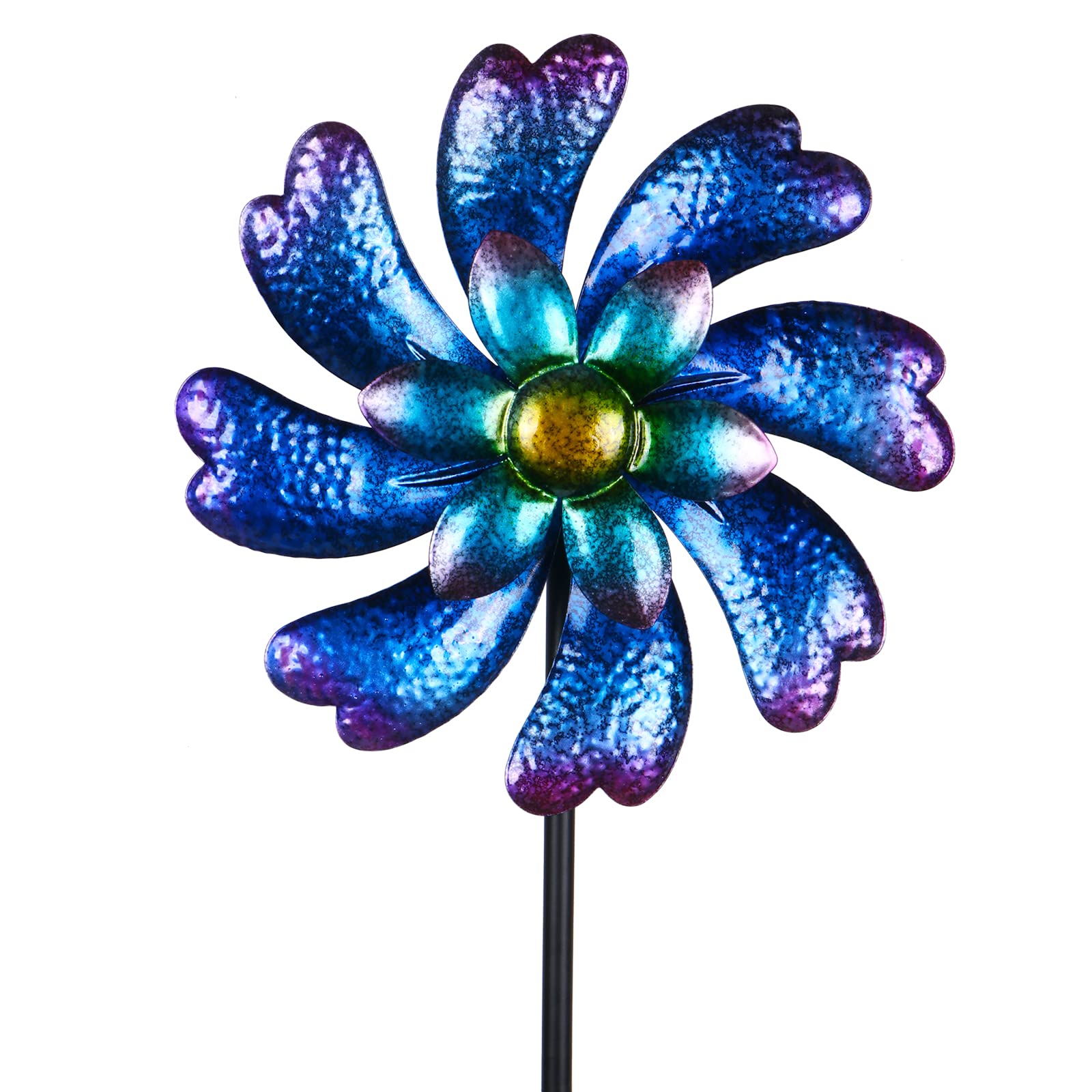 Wind Spinners with Stake Metal Garden Spinner Wind Mill for Outdoor Yard Lawn Garden Decorations Blue