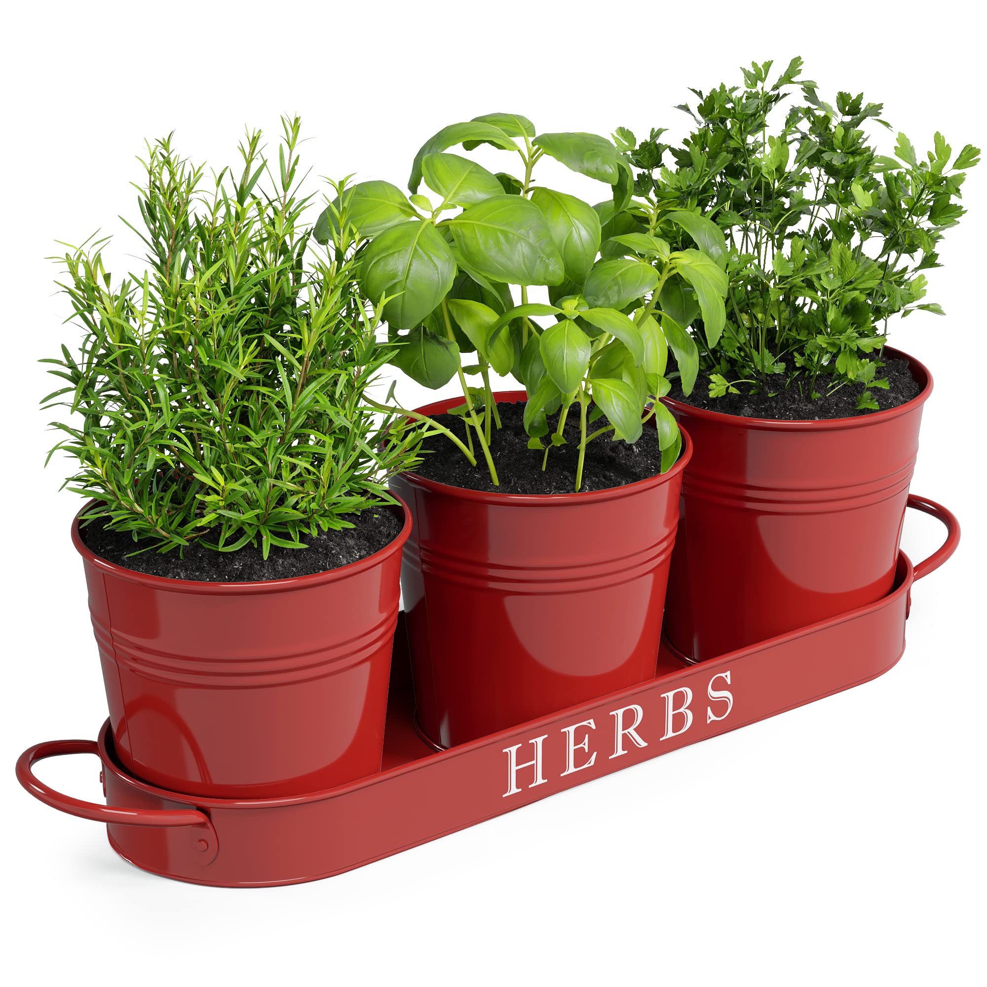 Barnyard Designs Farmhouse Herb Garden Planter Indoor Planter Set with Tray or Outdoor Apartment Window Planter Box