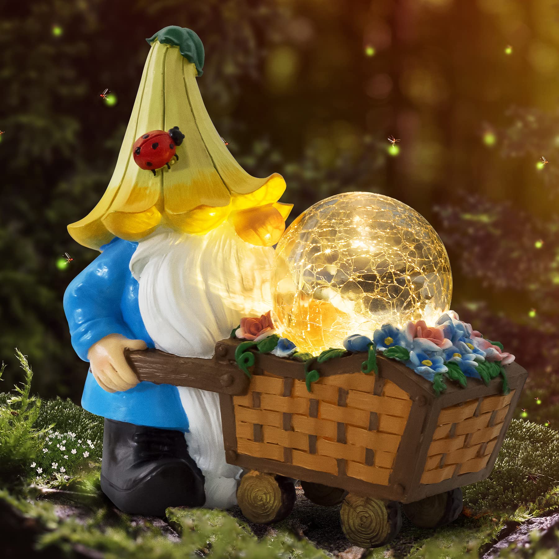 Grovind Garden Gnomes Outdoor Decorations Solar Gnomes Garden Statues