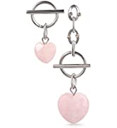 Jeulia Healing Crystal Dangle Earrings: Women Natural Quartz Gemstone Chakra Long Drop Earrings B...