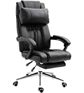Evre Contemporary Executive Stylish Swivel Office Chair Height Adjustable (Black, Faux Leather)