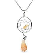 Jeulia Teardrop Shaped Crystal Necklace: Natural Labradorite Stone Healing Charm Pendant Cubic Zi...