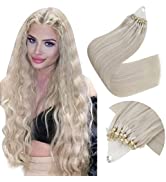 Hetto Micro Ring Hair Extensions Real Human Hair Micro Blonde Hair Extensions Natural Straight Mi...