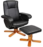EVRE Recliner Arm Chair with Adjustable Leg Rest and Reclining Functions Leather - Black