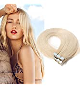 Elailite 20 Pcs Tape Hair Extensions Real Human Hair - Thin Type - Seamless Skin Weft Remy Hair E...