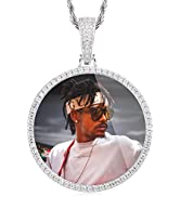 Custom Photo Necklace Personalised Picture Pendant Customised Necklace For Women Men Iced Out Cir...