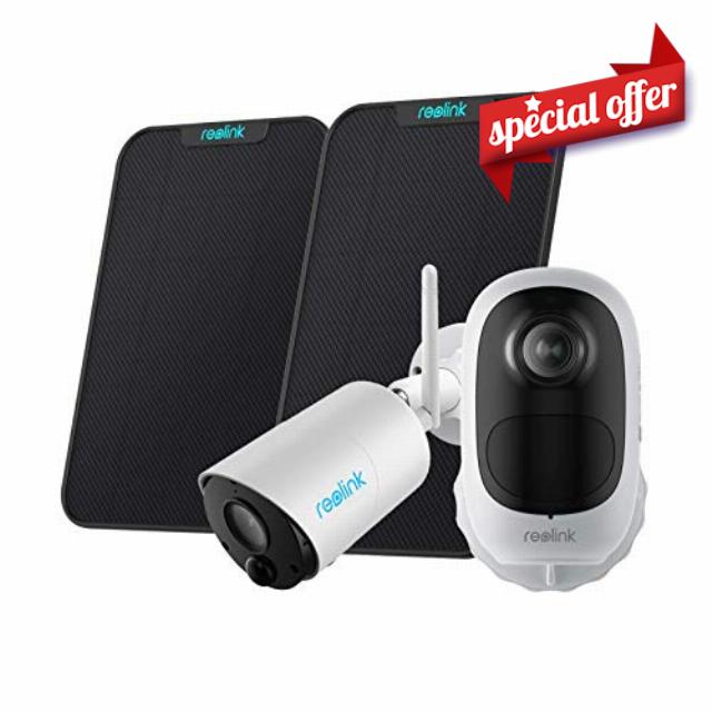 REOLINK 1080P Wireless Outdoor Security Camera Argus Eco with Solar Panel Bundle with Argus 2E with Solar Panel