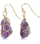 Jeulia Healing Crystal Stud Earrings: Round Natural Amethyst Reiki Chakra Gemstone Jewellery Wome...