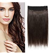 Elailite Hair Extension Real Human Hair One Piece Invisible Secret Wire Headband Extension Straig...