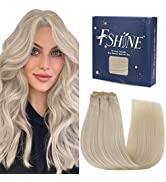 Fshine Weave in Hair Bundles Color 19 Silver Grey and 60 Blonde Double Weft Human Hair Extentions...