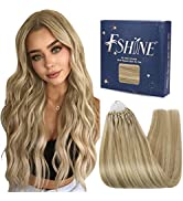 Fshine Micro Loop Ring Hair Extensions 18 Inch Real Brazilian Hair Balayage Remy Hair Extensions ...
