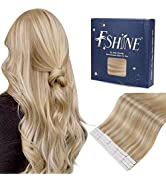 Fshine Human Hair Tape in Extensions 20pcs Color 1b Tape in Hair Extensions Real Human Hair off B...