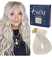 Fshine Balayage U Tip Hair Extension Ash Brown Color 8 Fading to Color 60 Platinum Blonde Balayag...