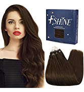 Fshine Micro Link Hair Extensions Human Hair 50 Gram 20 Inch Straight Real Hair Extensions Dark B...