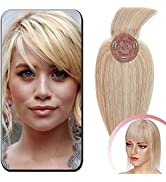 Elailite Hair Topper With Fringe for Women Thinning Hair - 100% Real Human Hair Clip in - Invisib...