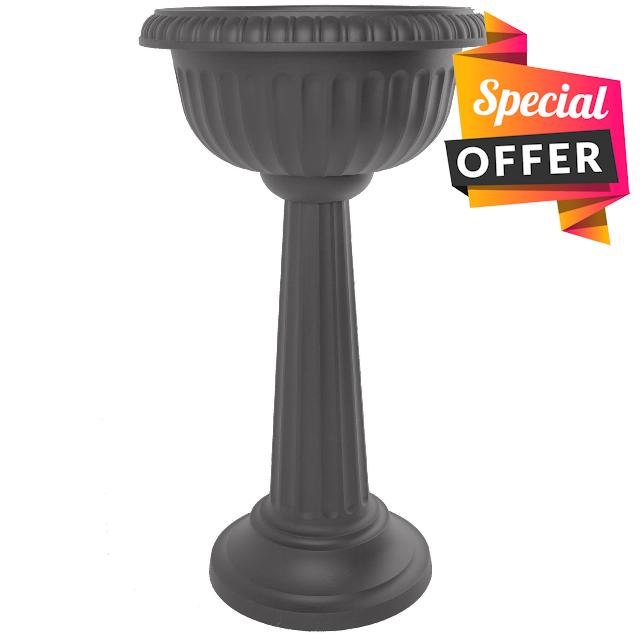 Bloem BB2-09 Grecian All Season Pedestal Bird Bath 24" x 19" Casper White