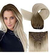 Easyouth Sew in Hair Extensions Real Human Weft Hair Extensions Ombre Sew in Extensions Brown Bal...