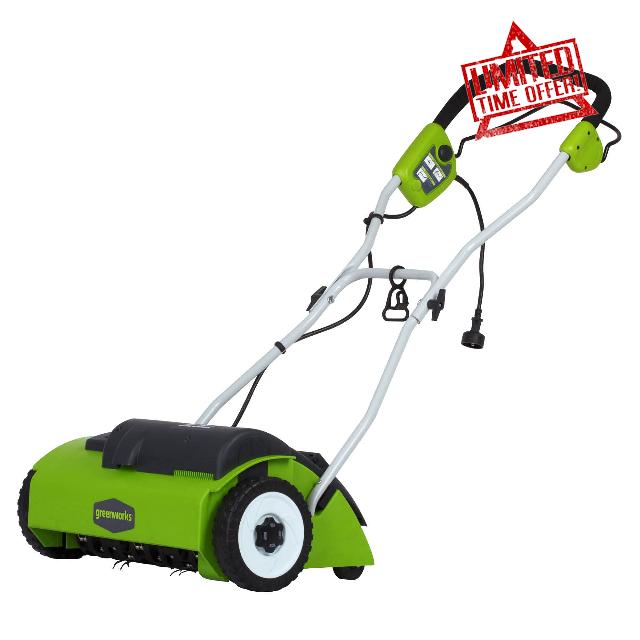 Greenworks 10 Amp 14” Corded Electric Dethatcher (Stainless Steel Tines)