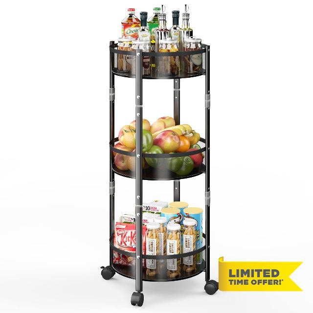 Innotic Foldable 3-Tier Rolling Utility Cart