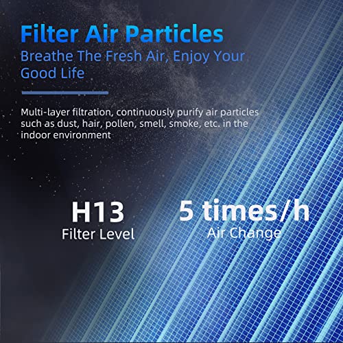 H13 HEPA Air Purifiers Air Cleaner For Smoke Pollen Dander Hair Smell Portable Air Purifier with Sleep Mode Speed Control For Bedroom Office Living Room