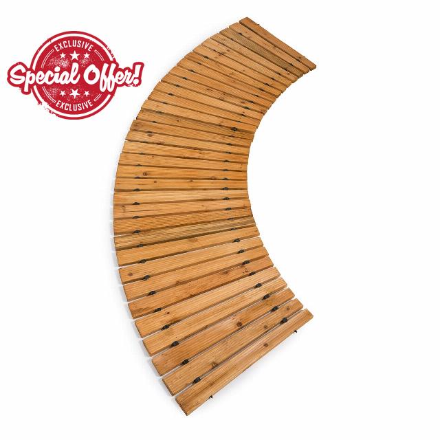 Plow & Hearth 6 Feet x 18 Inches Curved Outdoor Wooden Garden Pathway | Natural Waterproof Weatherproof Hardwood Cedar Rollout Walkway | Landscape for Outside