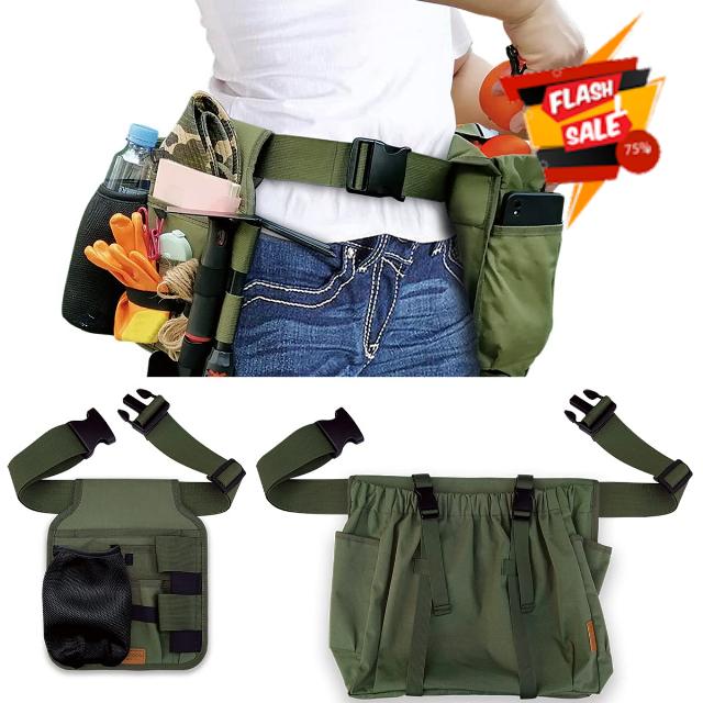 Garden Tool Belt Gardening Apron Set - Garden Apron W/Pockets Gardening Tool Pouch Garden Tool Organizer Belt - Perfect Replace Harvest Basket Garden Basket - Great Gardening Gifts for Women Gardeners