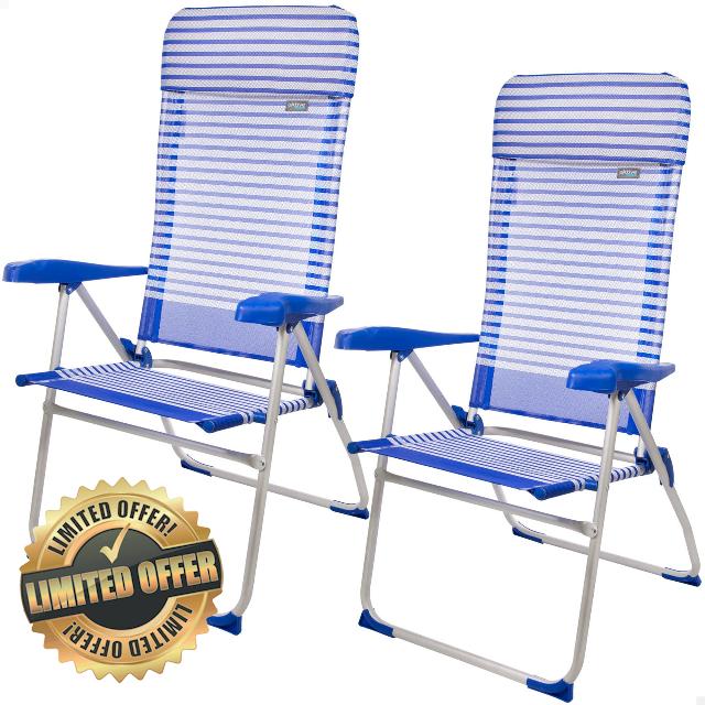 AKTIVE 62257 - Set of 2 chairs pleg ALU with cushion 7 pos 64x61x118 cm-Sicily