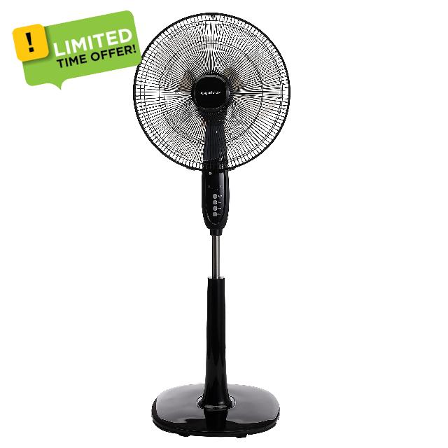 Amazon Basics Oscillating Dual Blade Standing Pedestal Fan with Remote - 16-Inch