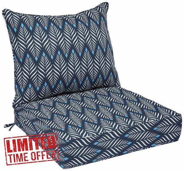Amazon Basics Deep Seat Outdoor Patio Seat and Back Cushion Set 25 x 25 x 5 inches and 28 x 25 x 5 Inches