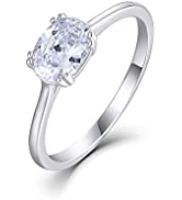JO WISDOM Women Ring,925 Sterling Silver Solitaire Engagement Wedding Anniversary Promise Ring wi...