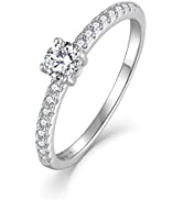 JO WISDOM Claddagh Ring,925 Sterling Silver Celtic Heart Birthstone Ring with AAA Cubic Zirconia ...