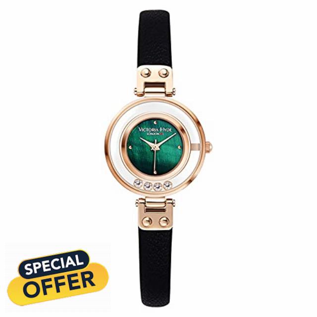 VICTORIA HYDE Women Watches Small Dial Analog Quartz Wrist Watches with Leather Strap Crystal Spark Series