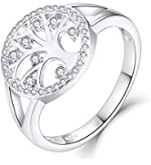 JO WISDOM Women 925 Sterling Silver Two Stone Bypass Promise Engagement Wedding Ring