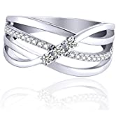 JO WISDOM Women Ring,925 Sterling Silver Solitaire Heart Engagement Wedding Anniversary Promise R...