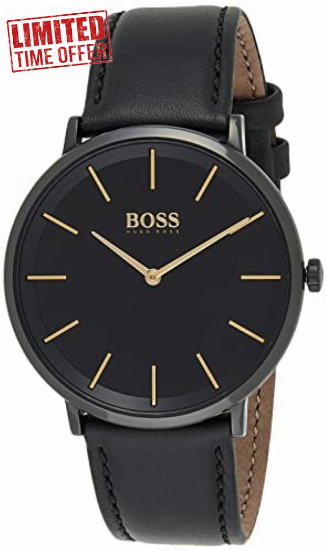 BOSS Analogue Quartz Watch for Men with Black Leather Strap - 151383