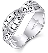 JO WISDOM Snowflake Vegvisir Ring 925 Sterling Silver Viking Split Shank Engagement Ring for Women