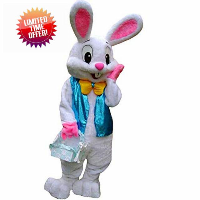 MatGui Easter Rabbit Mascot Costume Unisex Deluxe Bunny Costume Party Adult Size Fancy Dress
