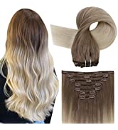 Easyouth Wire Hair Extensions 18 Inch One Piece Straight Real Hair Wire Extension Brown Wire Huma...